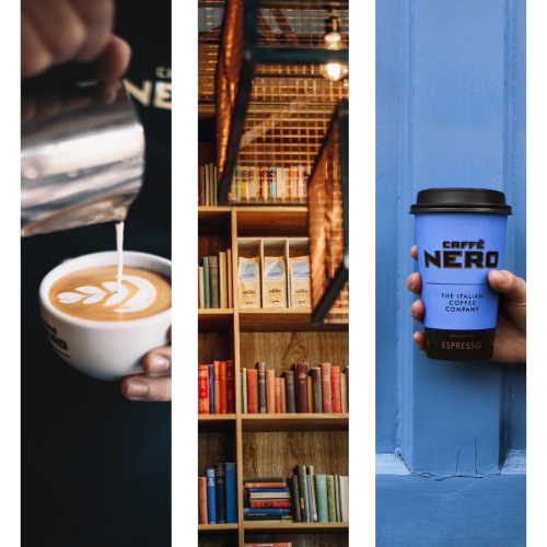 nero coffee and interior collage
